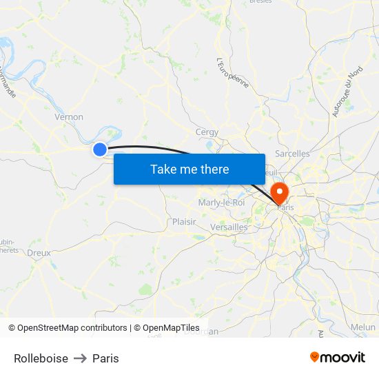 Rolleboise to Paris map