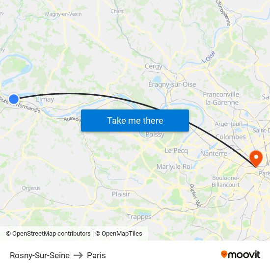 Rosny-Sur-Seine to Paris map