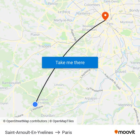 Saint-Arnoult-En-Yvelines to Paris map
