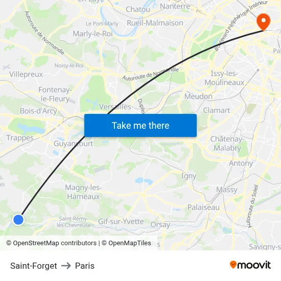 Saint-Forget to Paris map