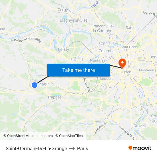 Saint-Germain-De-La-Grange to Paris map