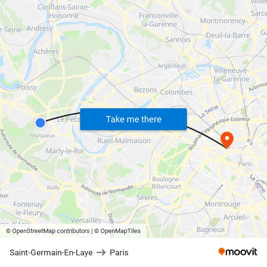 Saint-Germain-En-Laye to Paris map