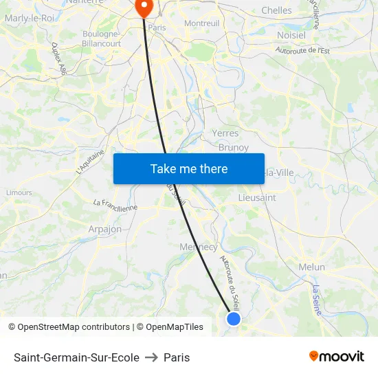 Saint-Germain-Sur-Ecole to Paris map