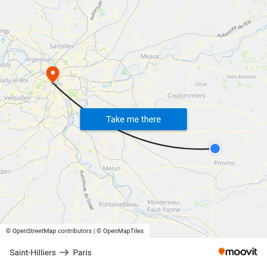 Saint-Hilliers to Paris map