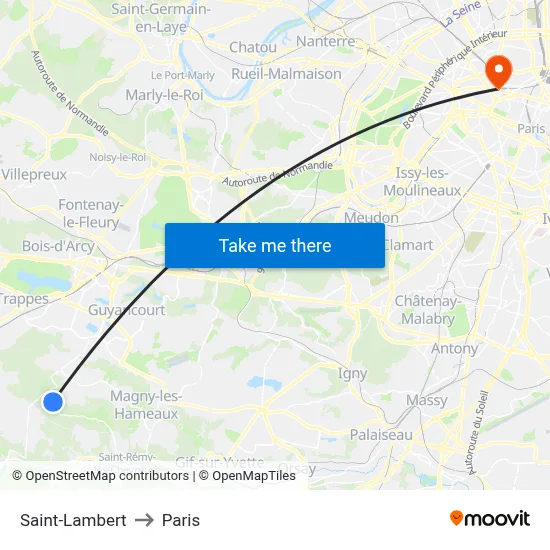Saint-Lambert to Paris map