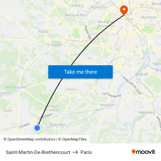 Saint-Martin-De-Brethencourt to Paris map