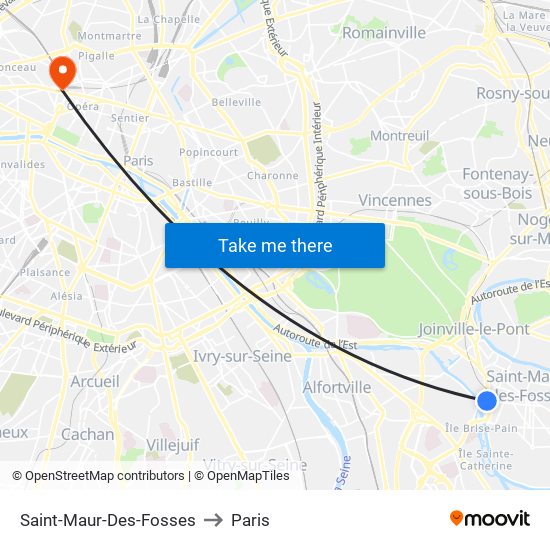 Saint-Maur-Des-Fosses to Paris map