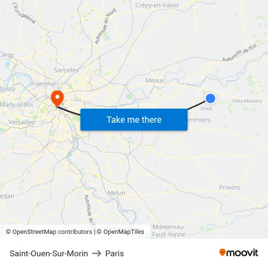 Saint-Ouen-Sur-Morin to Paris map