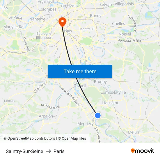 Saintry-Sur-Seine to Paris map