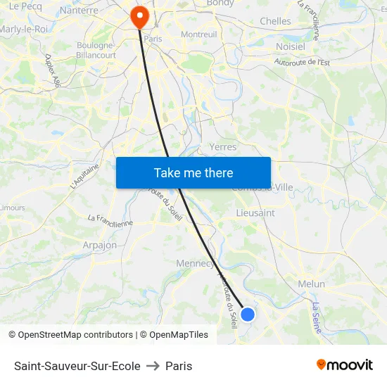 Saint-Sauveur-Sur-Ecole to Paris map