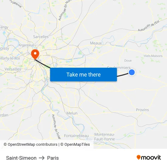 Saint-Simeon to Paris map