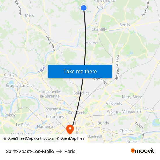 Saint-Vaast-Les-Mello to Paris map
