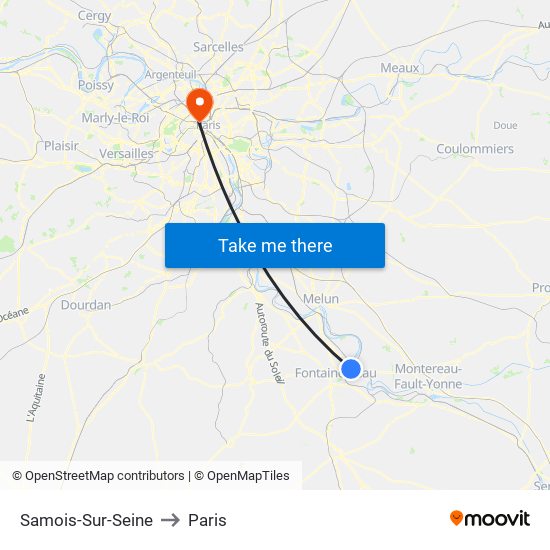 Samois-Sur-Seine to Paris map