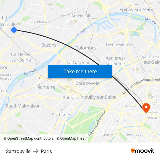 Sartrouville to Paris map