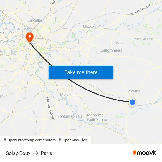 Soisy-Bouy to Paris map