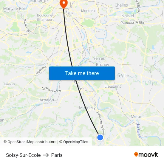 Soisy-Sur-Ecole to Paris map