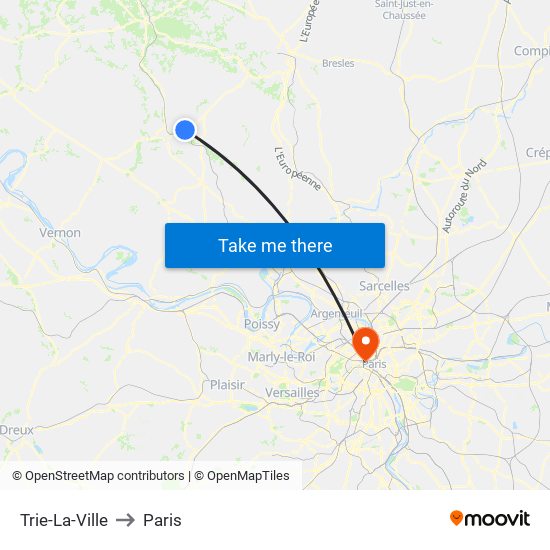 Trie-La-Ville to Paris map