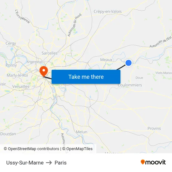 Ussy-Sur-Marne to Paris map