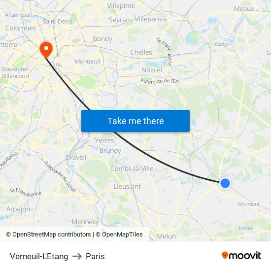 Verneuil-L'Etang to Paris map