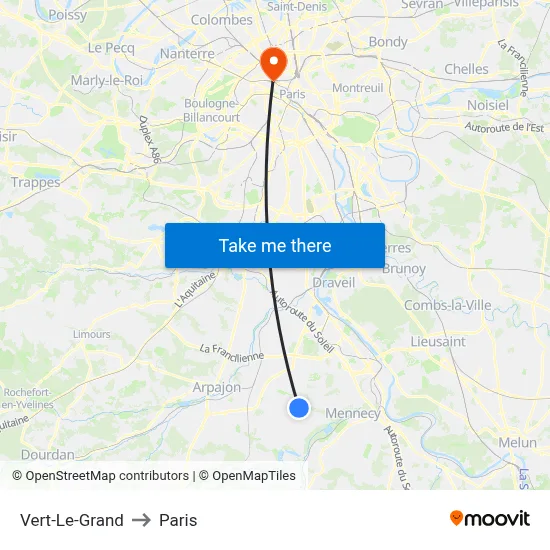 Vert-Le-Grand to Paris map
