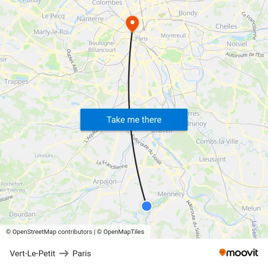 Vert-Le-Petit to Paris map