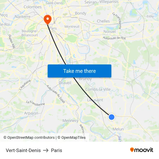 Vert-Saint-Denis to Paris map