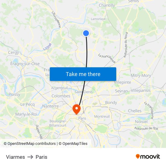 Viarmes to Paris map