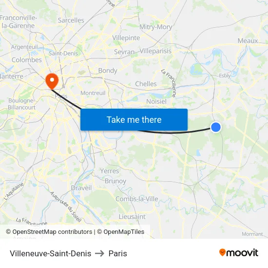 Villeneuve-Saint-Denis to Paris map