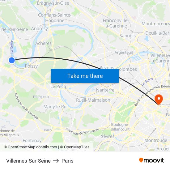 Villennes-Sur-Seine to Paris map
