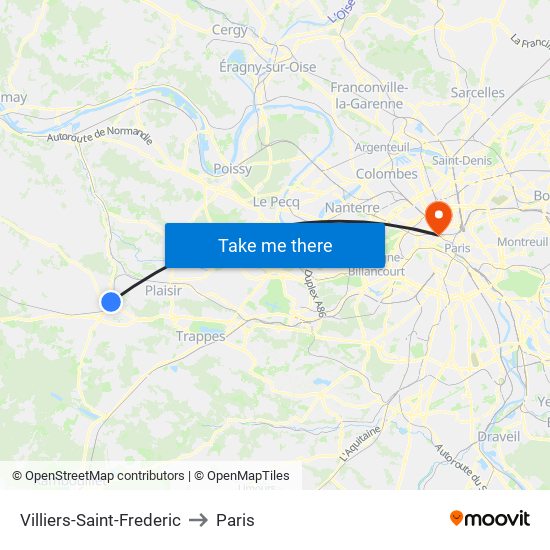Villiers-Saint-Frederic to Paris map