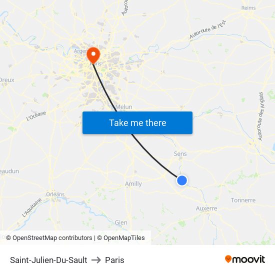 Saint-Julien-Du-Sault to Paris map