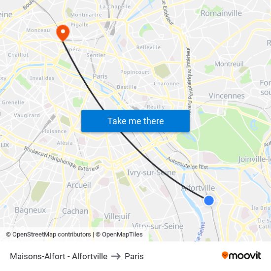 Maisons-Alfort - Alfortville to Paris map