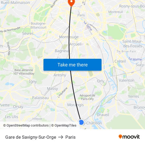 Gare de Savigny-Sur-Orge to Paris map