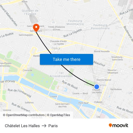 Châtelet Les Halles to Paris map