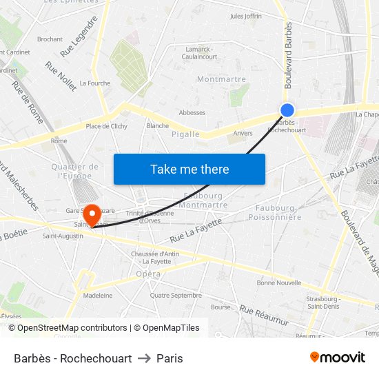 Barbès - Rochechouart to Paris map