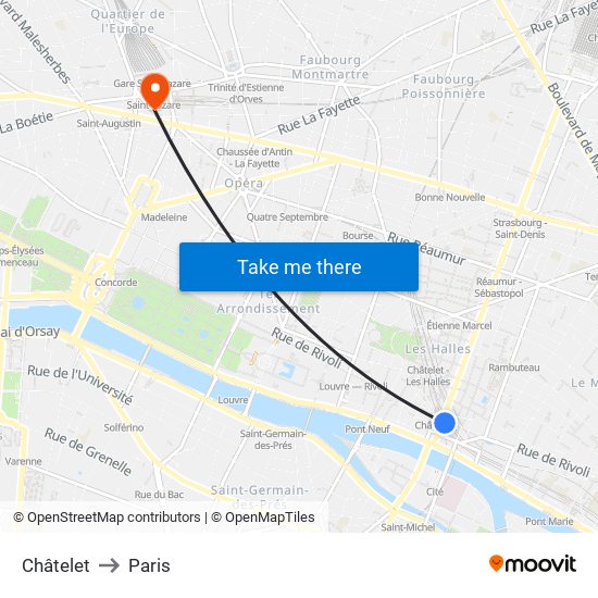 Châtelet to Paris map