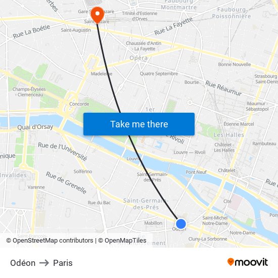 Odéon to Paris map