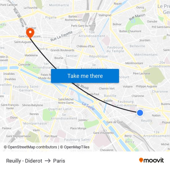 Reuilly - Diderot to Paris map