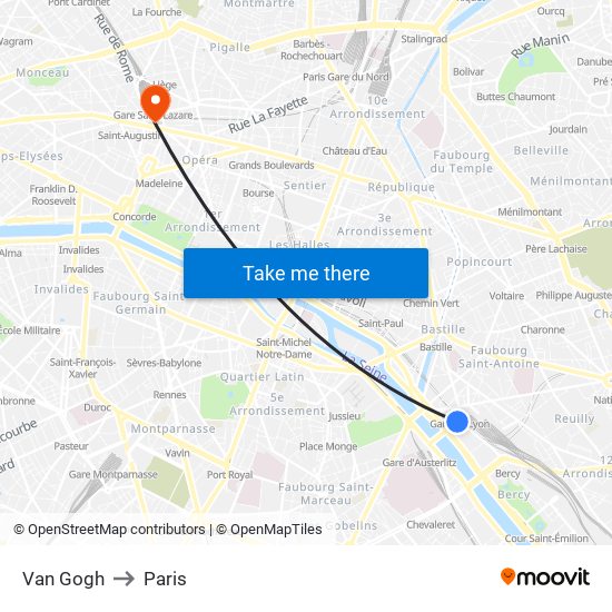 Van Gogh to Paris map