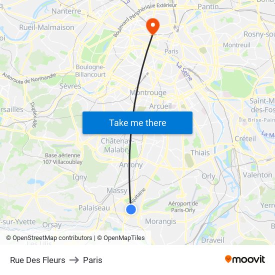 Rue Des Fleurs to Paris map