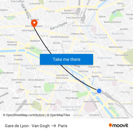 Gare de Lyon - Van Gogh to Paris map