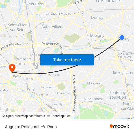 Auguste Polissard to Paris map