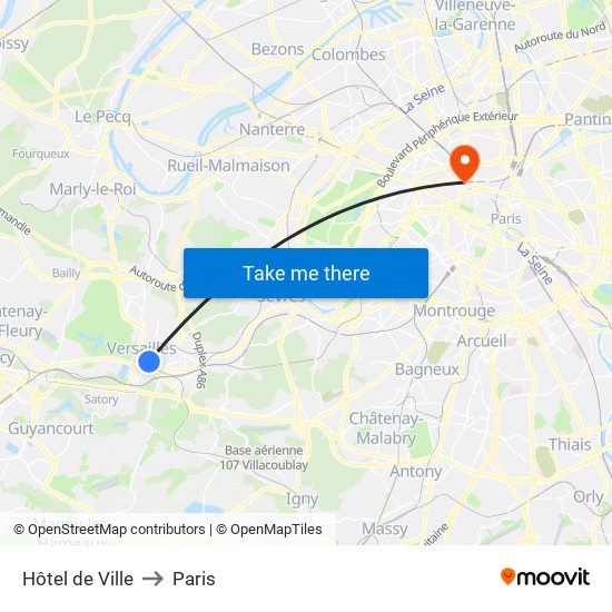 Hôtel de Ville to Paris map