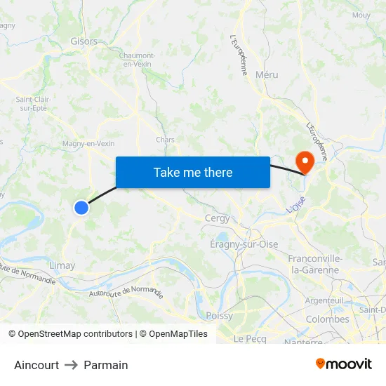 Aincourt to Parmain map
