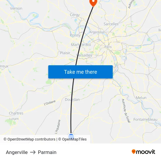 Angerville to Parmain map
