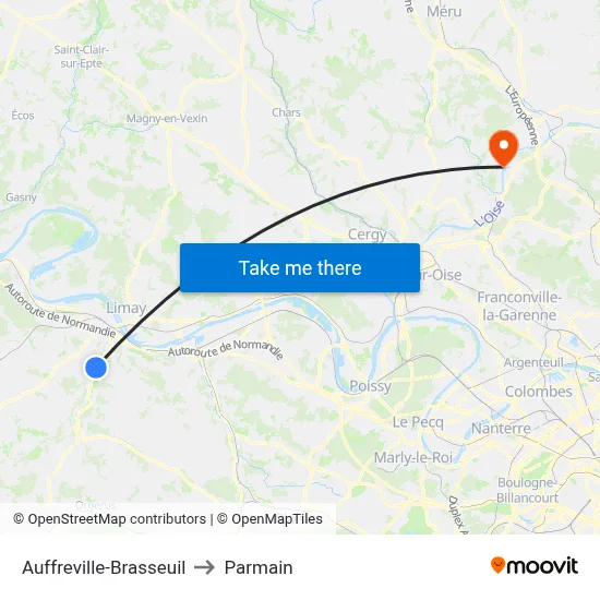 Auffreville-Brasseuil to Parmain map