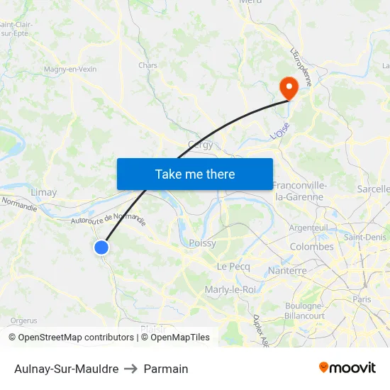 Aulnay-Sur-Mauldre to Parmain map