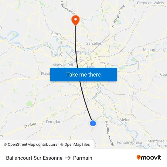 Ballancourt-Sur-Essonne to Parmain map