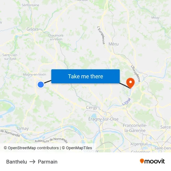 Banthelu to Parmain map