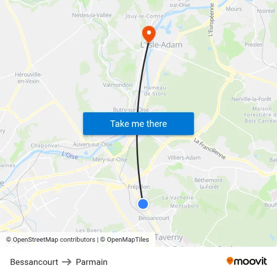 Bessancourt to Parmain map